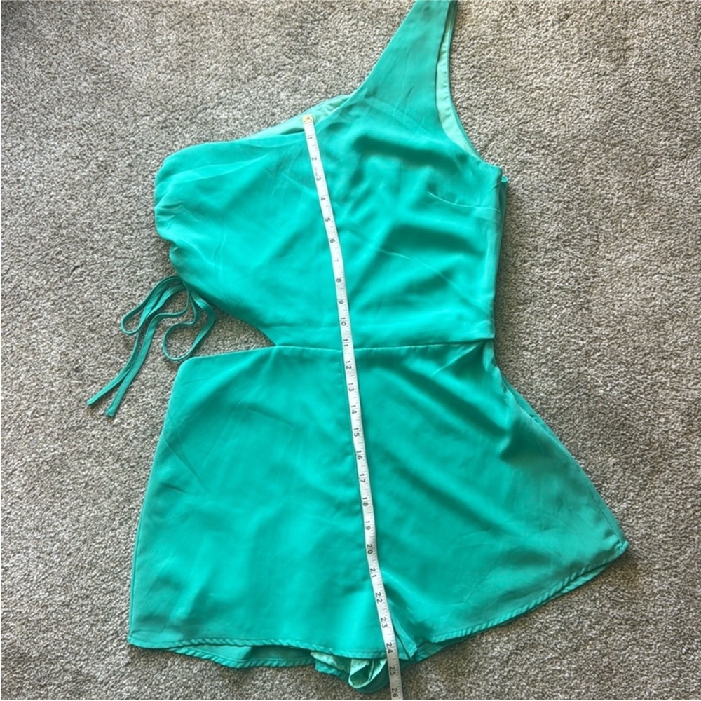 Superdown Turquoise One Shoulder Romper purchased through Revolve - Picture 4 of 6
